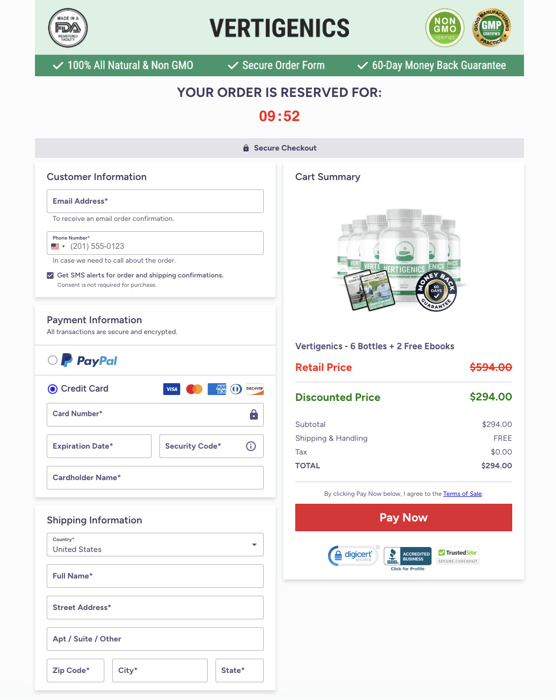 Vertigenics-checkout-page